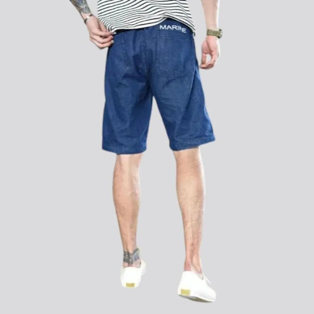 Loose fit light wash men's denim shorts