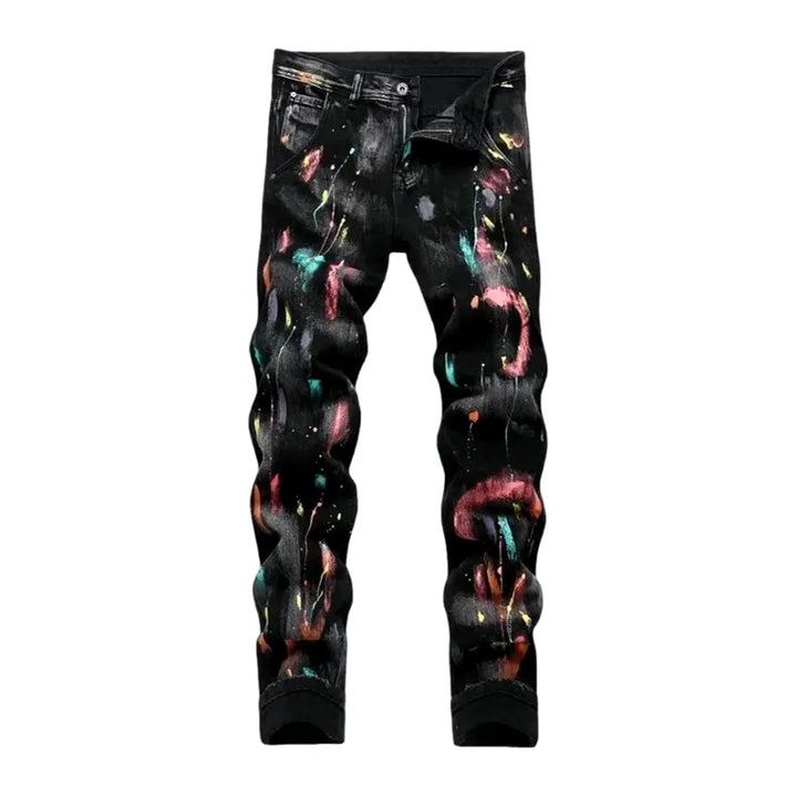 Artistic Medium Rise Skinny Men's Jeans - Black