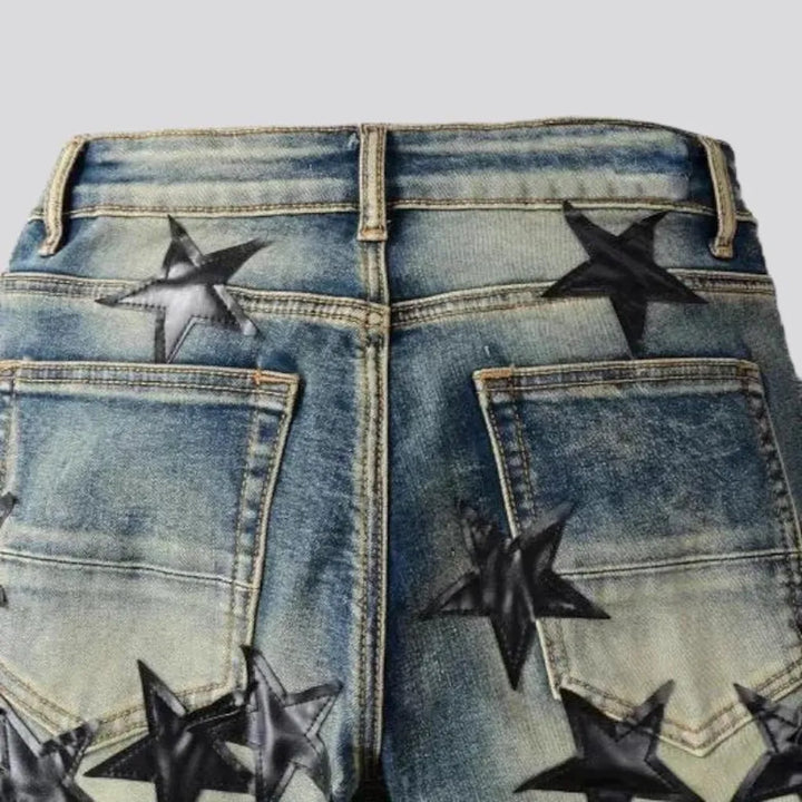 Stars-embroidery embroidered jeans