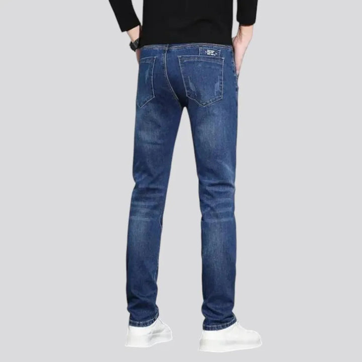 Mid rise elastic dark men's jeans