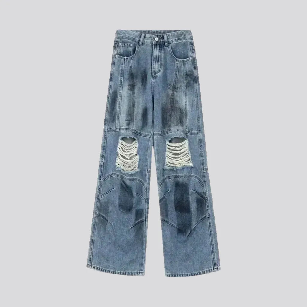 Distressed boho jeans for women