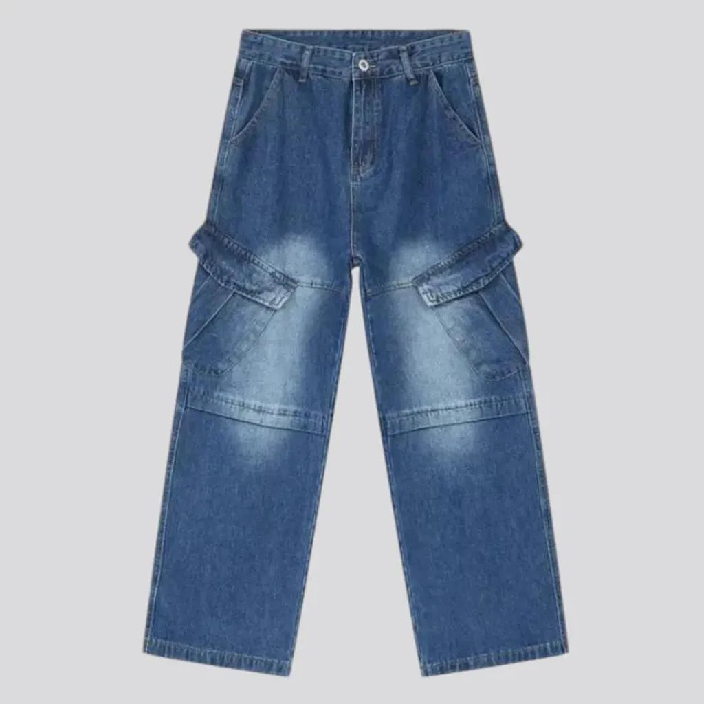 Boho cargo pockets men's jeans