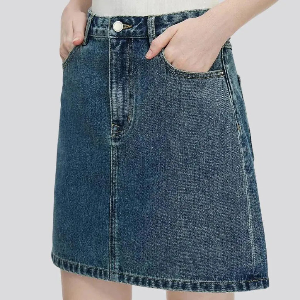 90s style denim high waist jean skirt