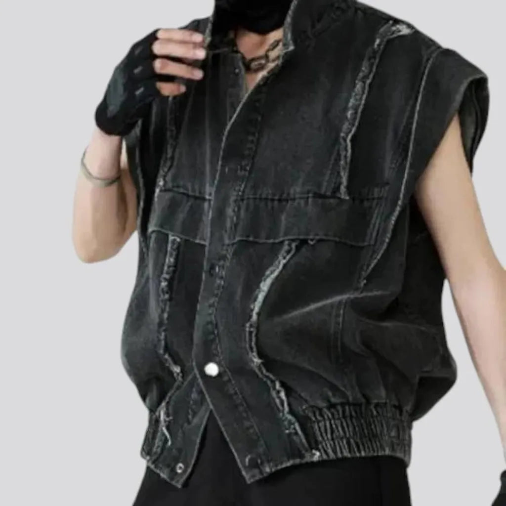 Washed out oversized men's denim vest