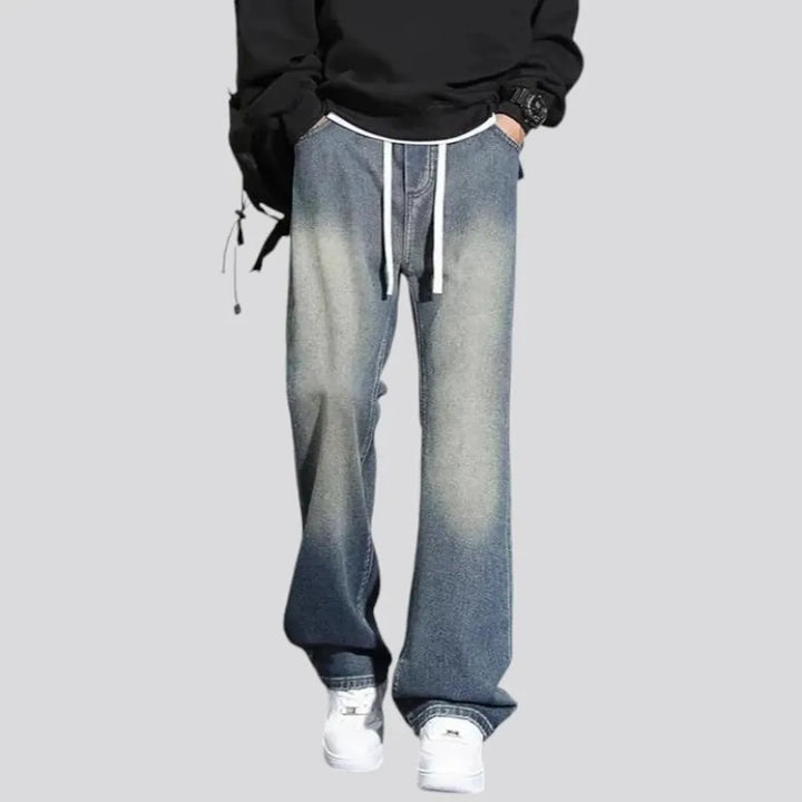 Retro stonewashed slouchy men's denim joggers