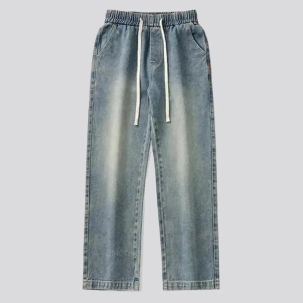 Retro men's rock-washed jeans