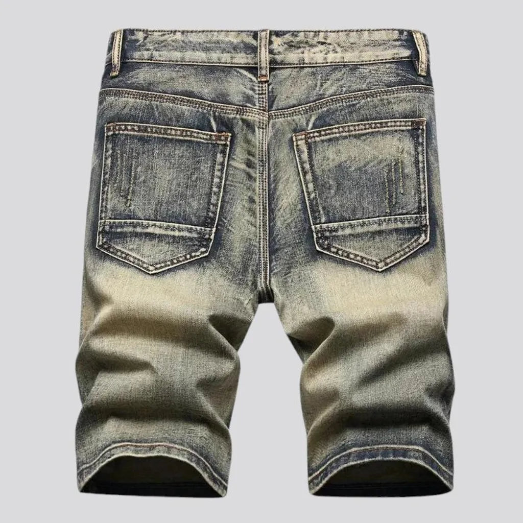 Skinny fit over dyed denim shorts for men