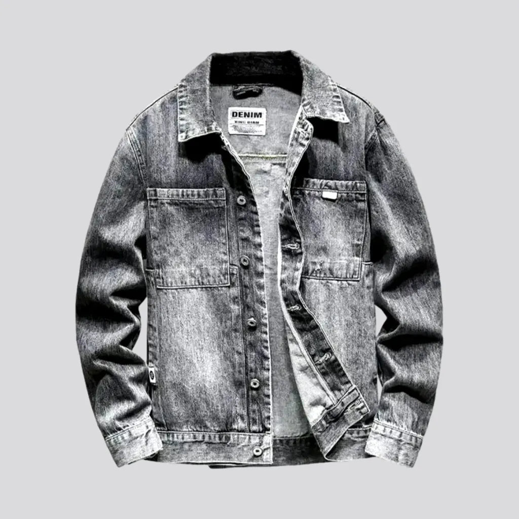 Abraded vintage fashion men's jean jacket