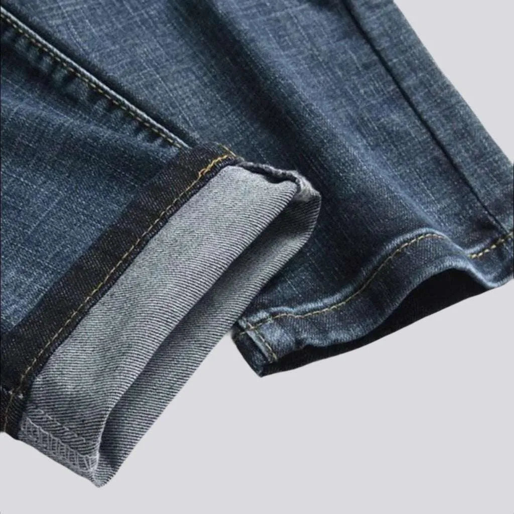 Mid-waist dark men's wash jeans