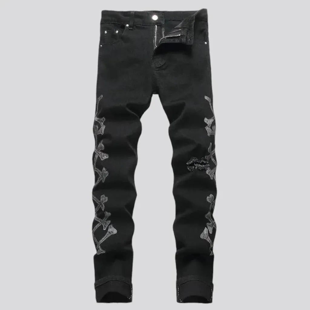 Mid rise painted skinny men's jeans