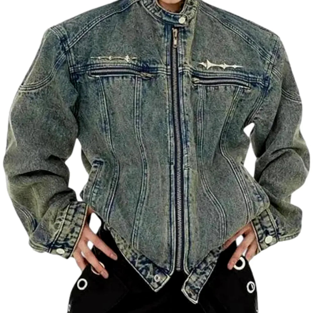 Vintage Acid Wash Men's Denim Jacket - Blue