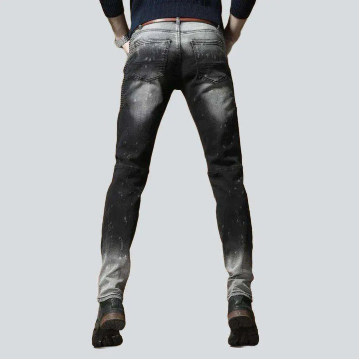 Contrast bleach slim men's jeans