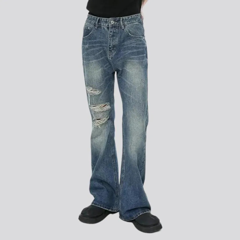 Creased men's ground jeans