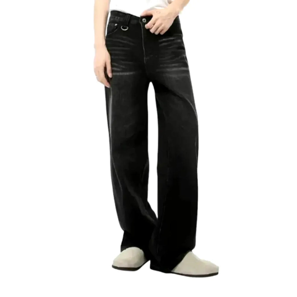 Trendy Baggy Mid-waist Jeans for Men - Grey