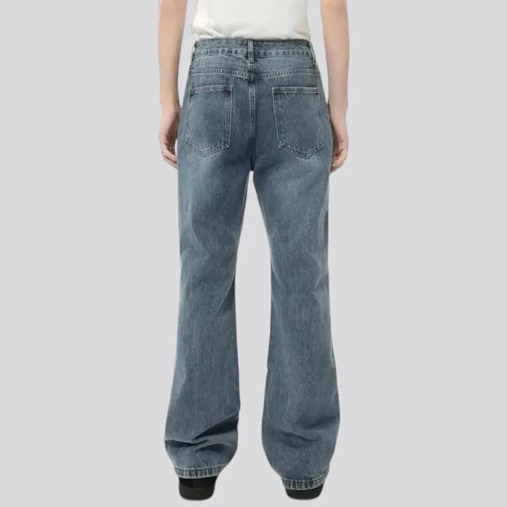 Whiskered baggy-fit street men's jeans