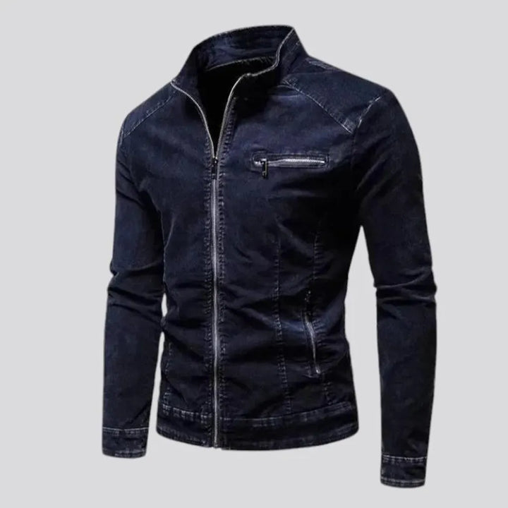 Biker style men's denim jacket