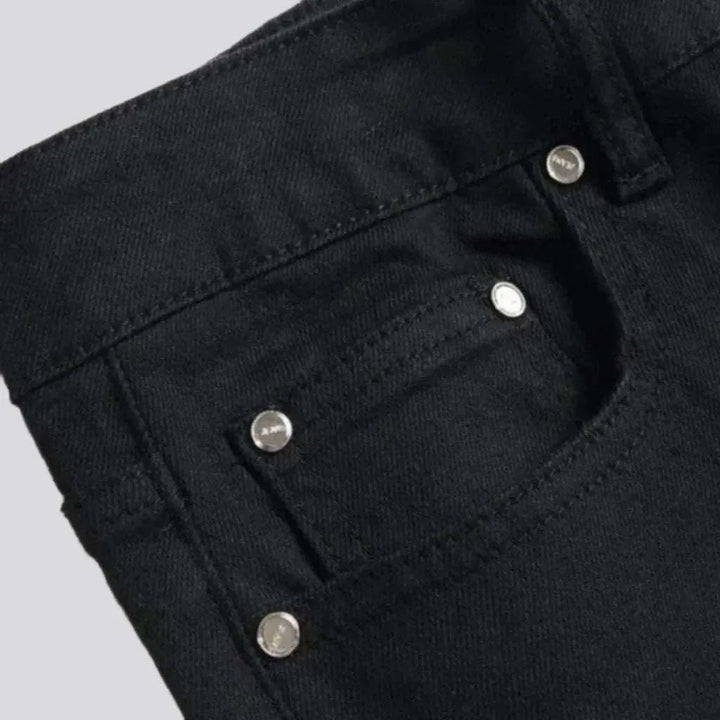 Black men's mid-waist jeans