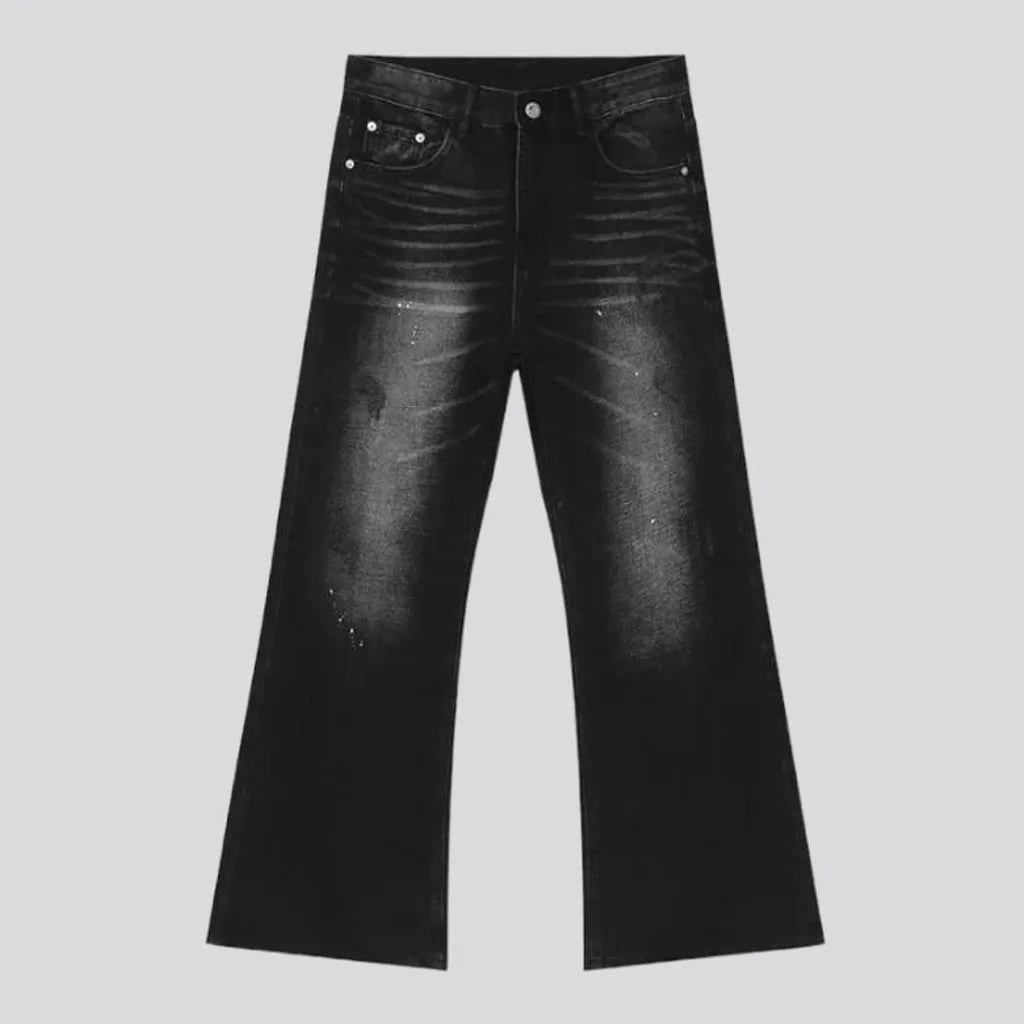 Sanded men's bell-bottom jeans