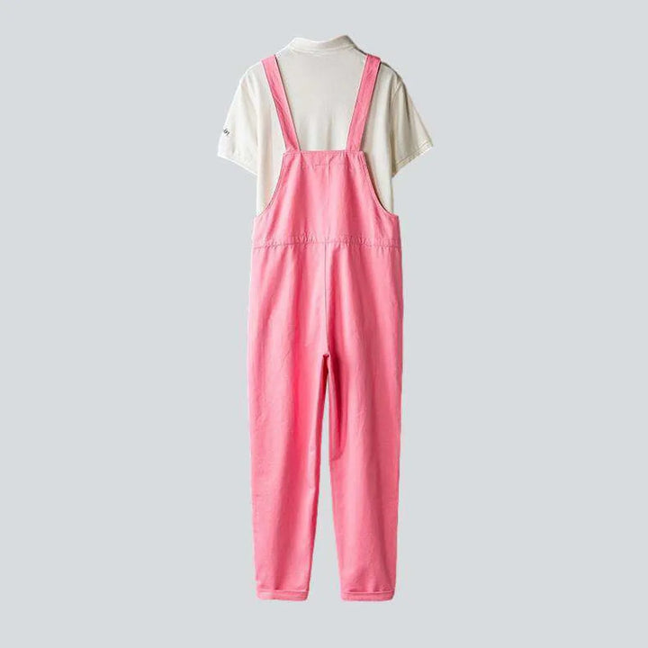 Stylish pink men's denim jumpsuit