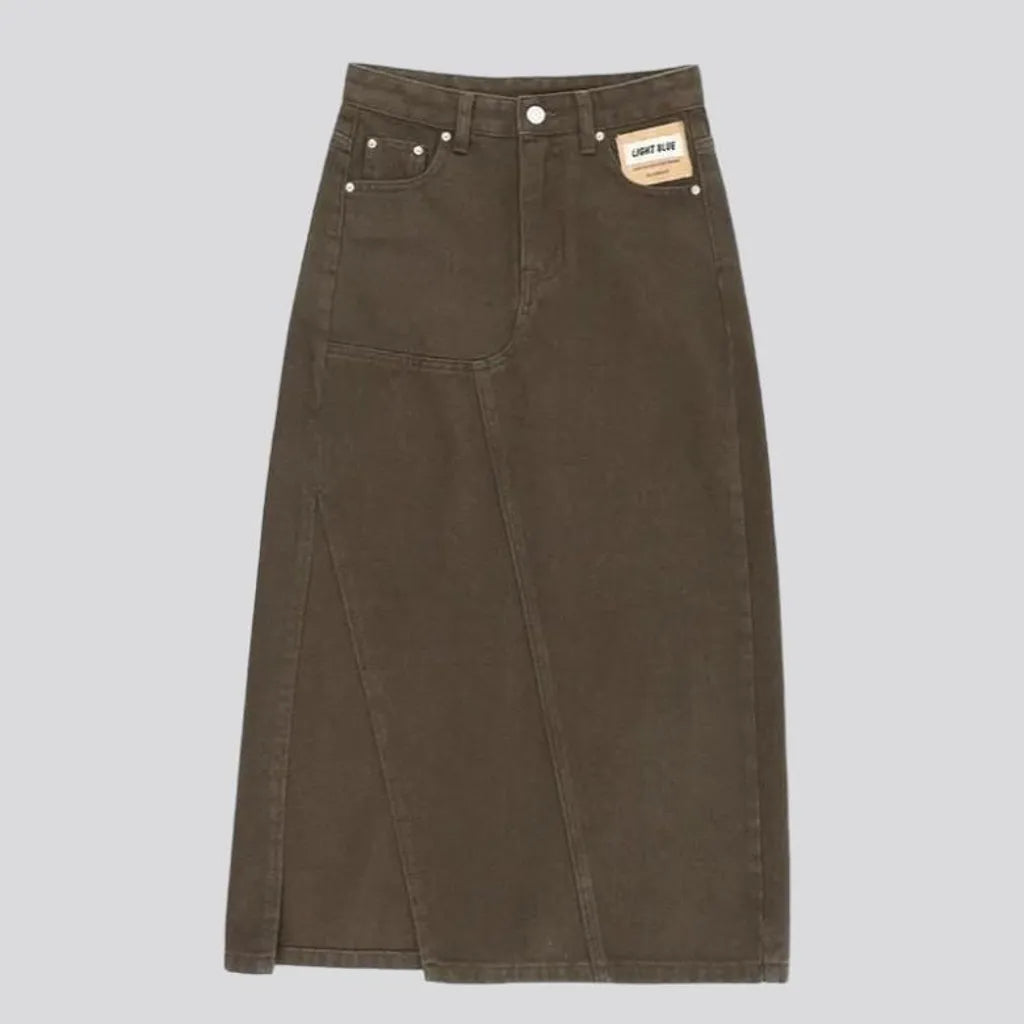 Y2k side-slit denim skirt
 for women