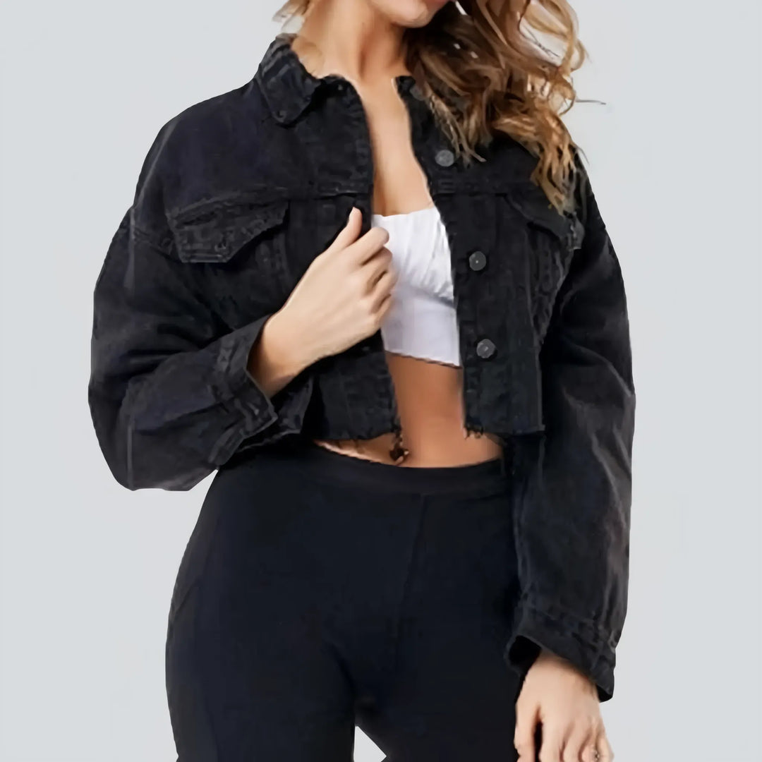 Short black jeans jacket