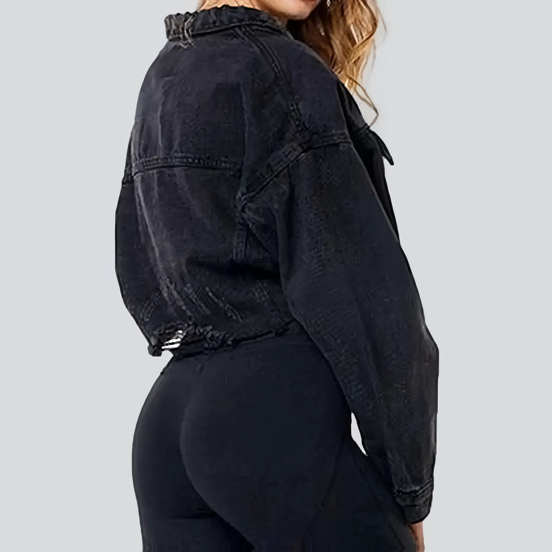 Short black jeans jacket