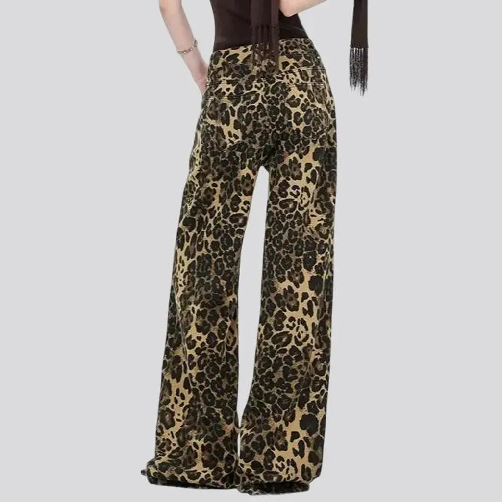 Boho style leopard women's jean pants