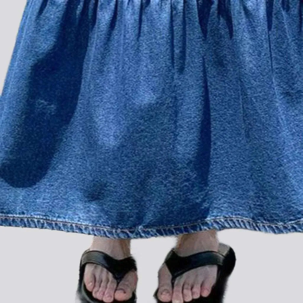 Floor length women's jeans skirt
