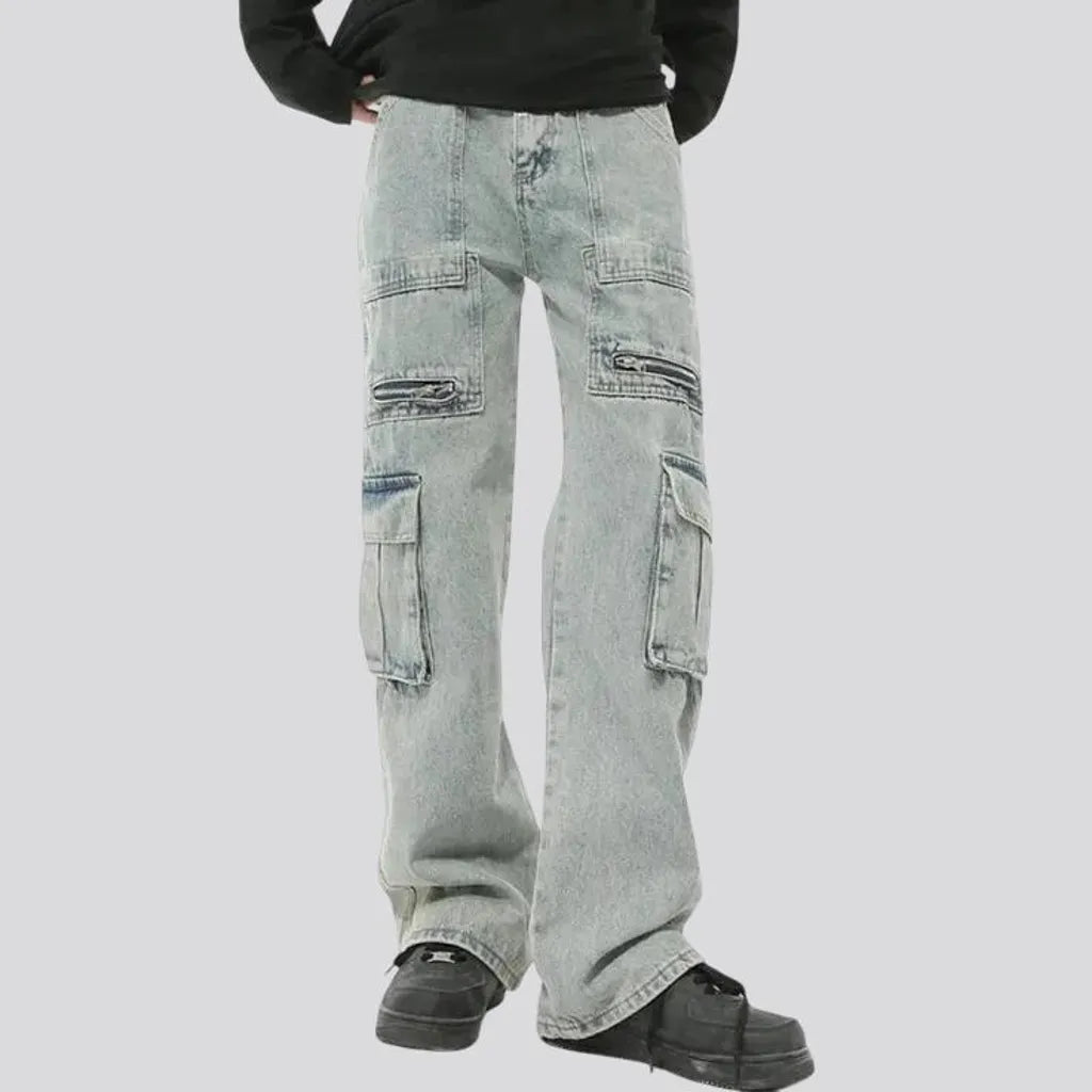 Light patterned straight fit men's jeans