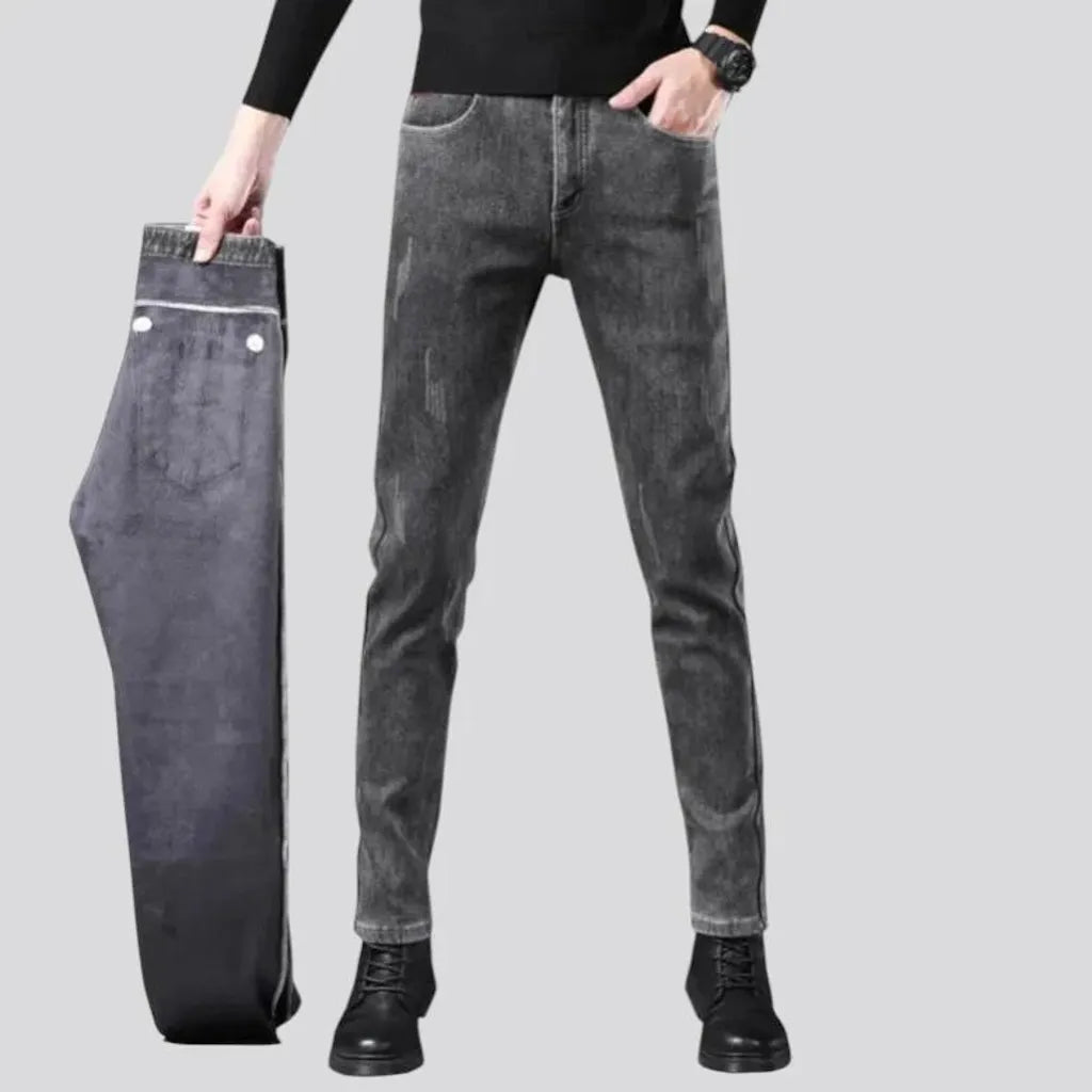 Stretchable warm men's jeans