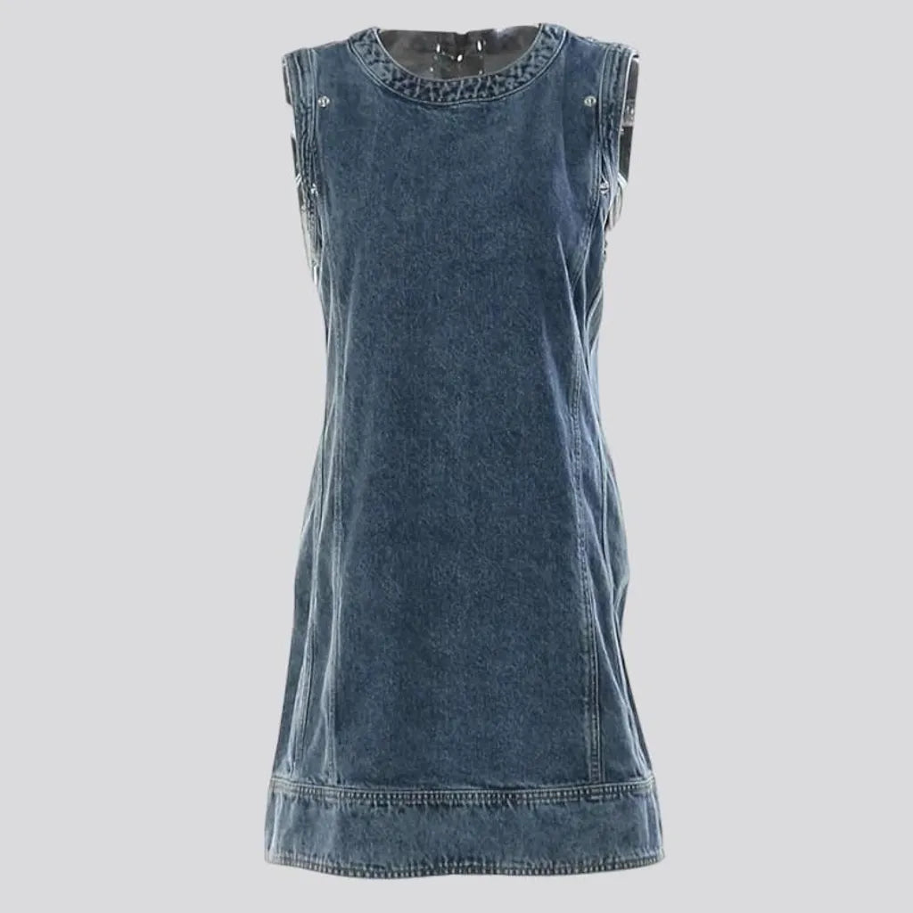 Street mixed-fabrics women's jeans dress