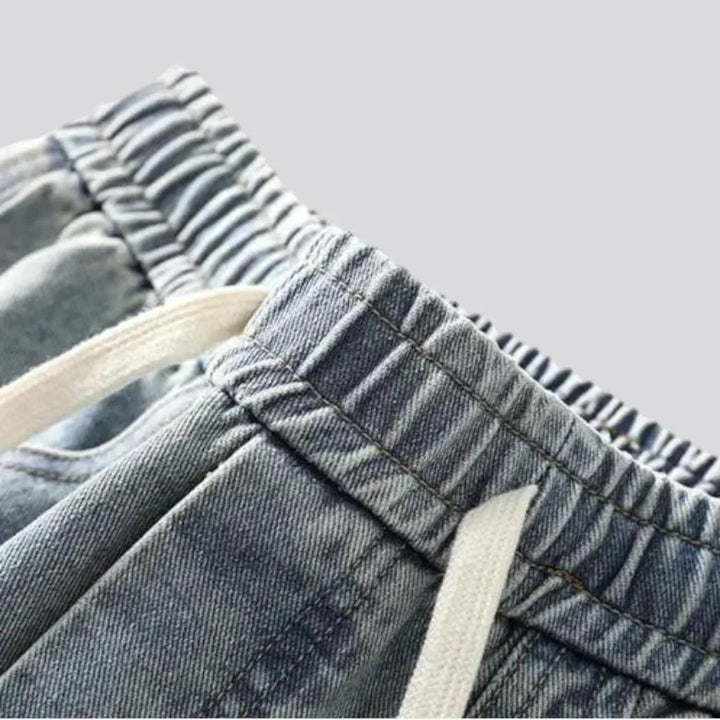 Stonewashed contrast-stitching jeans
 for men