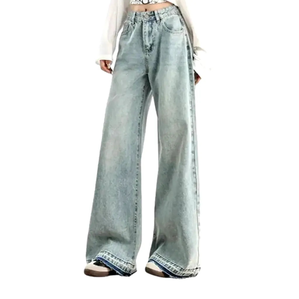 90s Style High Rise Women's Jeans - Light Blue