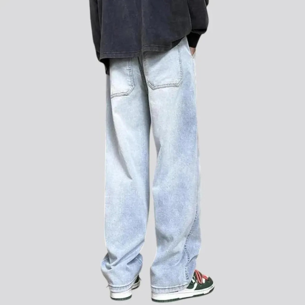 Washed out style slouchy fit men's jean joggers