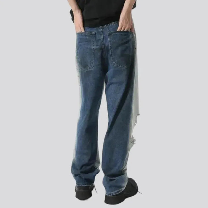 Baggy men's two-color jeans