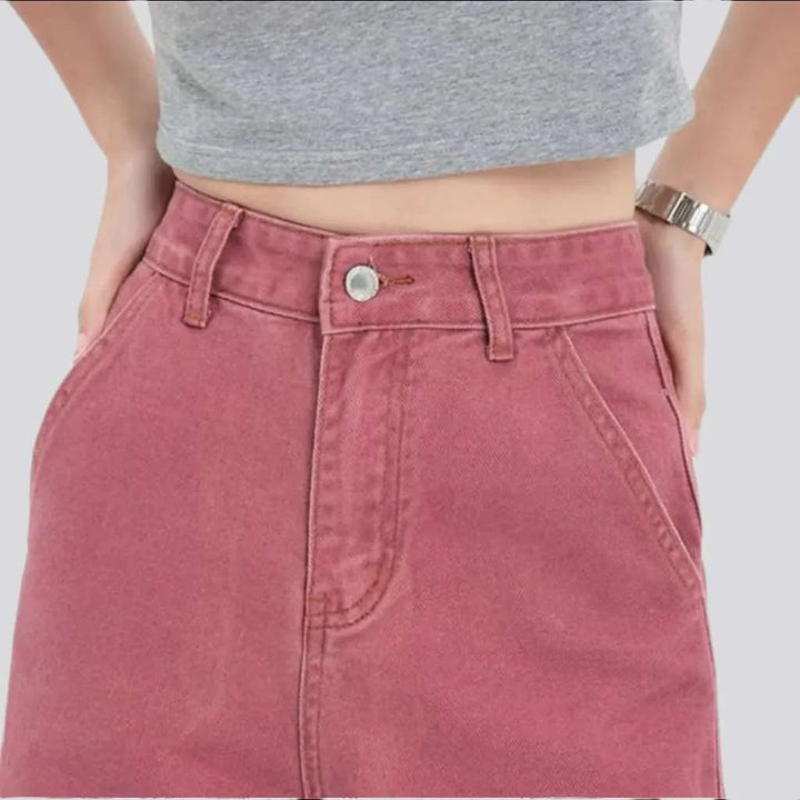 Fuchsia color baggy women's jeans