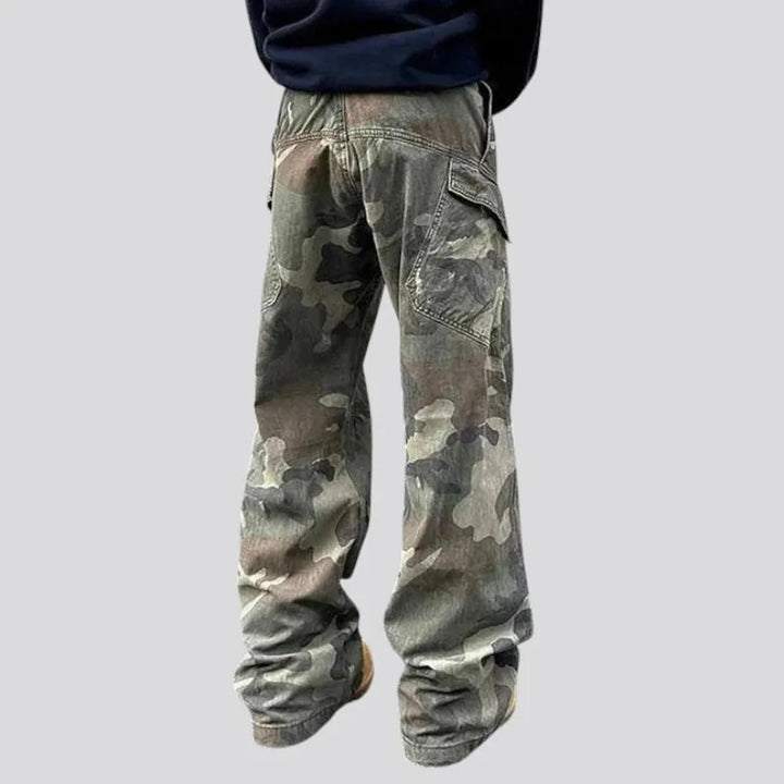 Multicolor boho street style men's jean pants