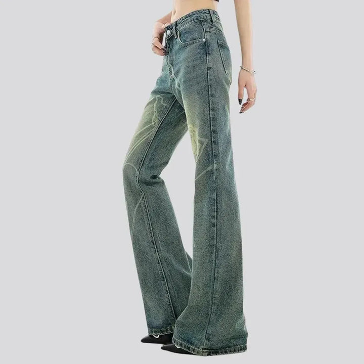 Retro flared high-rise women's jeans