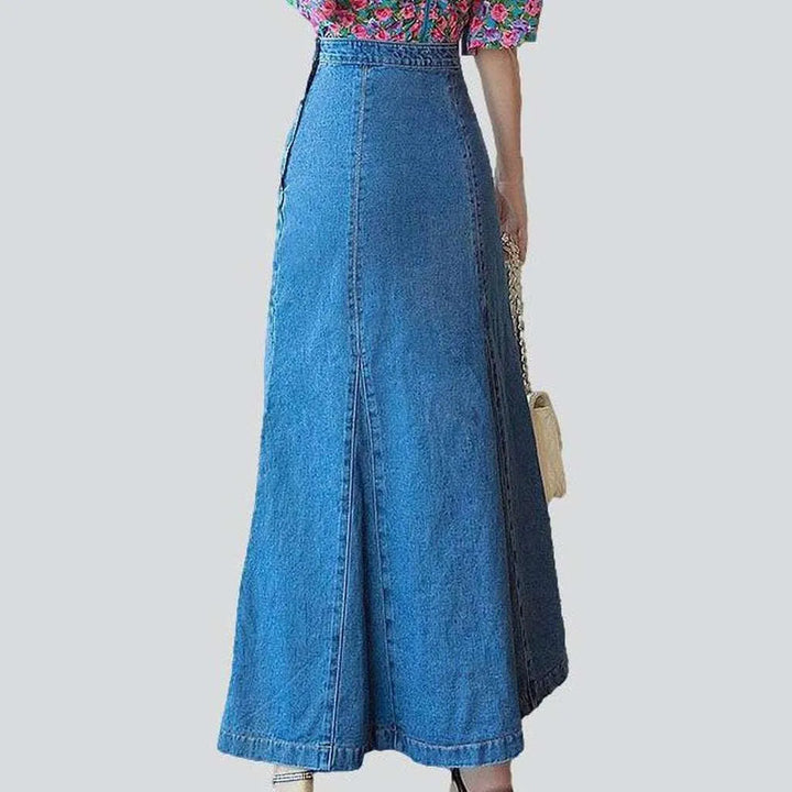 Trumpet denim skirt with laces