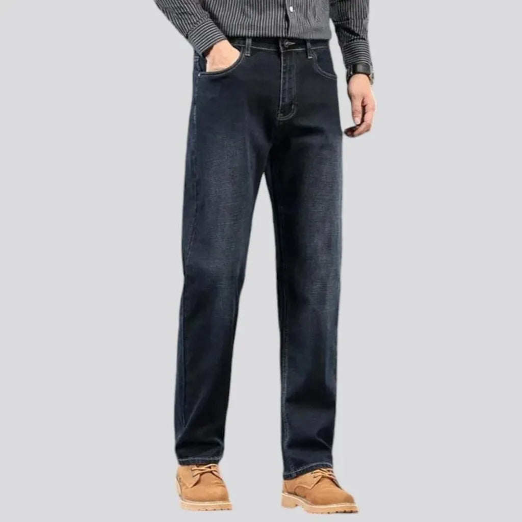 Sanded stonewashed casual jeans for men