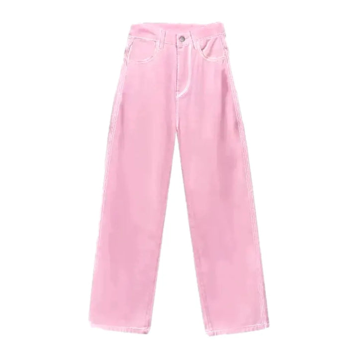 High Rise Women's Jeans Pants - Pink