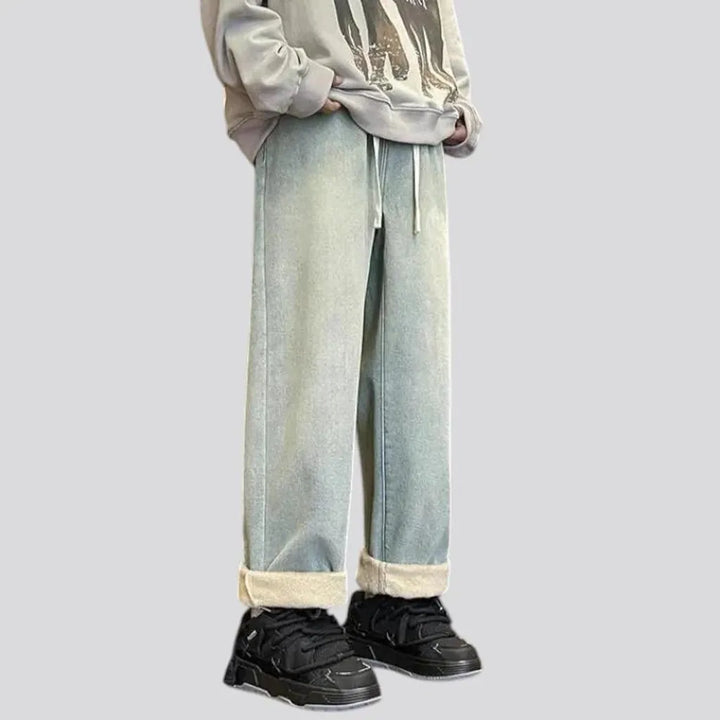 Baggy-fit retro insulated men's jean joggers