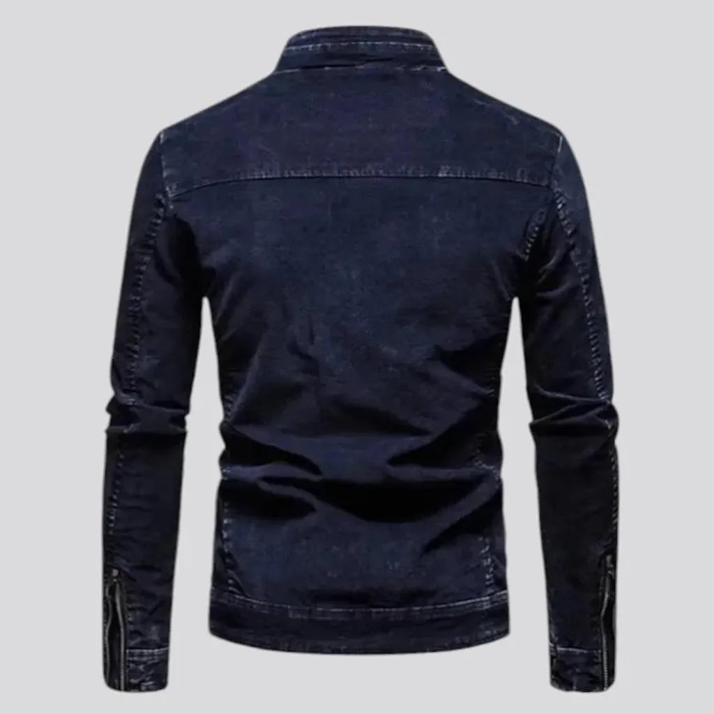 Biker style men's denim jacket