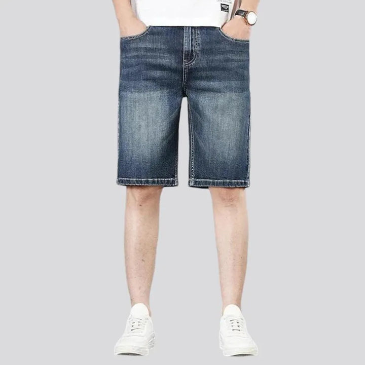 Sanded light wash stylish men's denim shorts