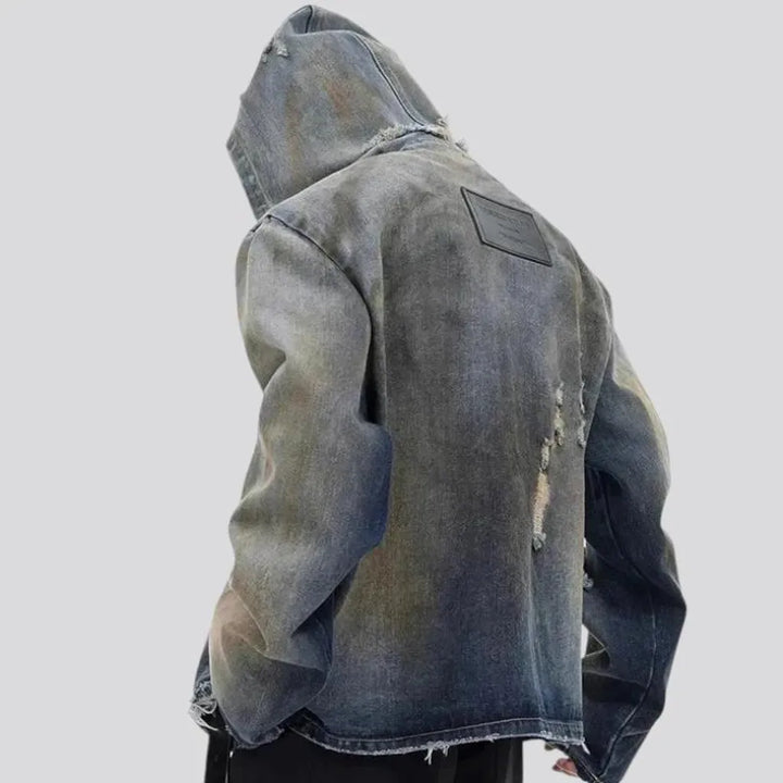 Fashionable grunge oversized men's denim jacket