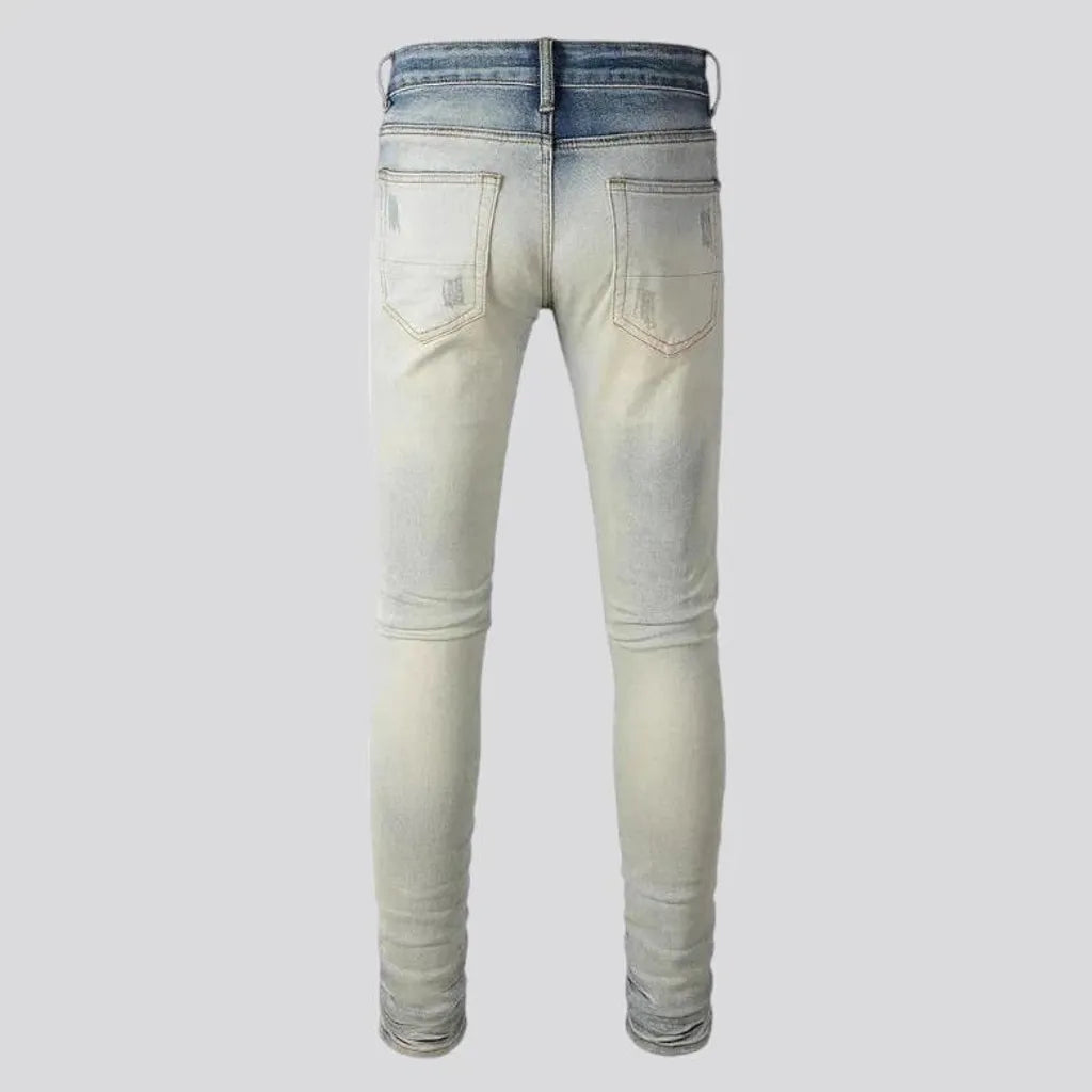 Skinny fit fashion grunge men's jeans