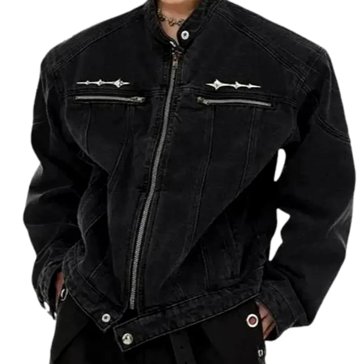 Vintage Acid Wash Men's Denim Jacket - Black