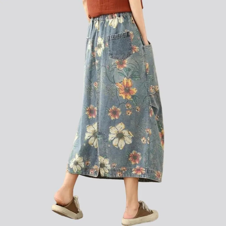 Boho roomy jeans skirt
 for women