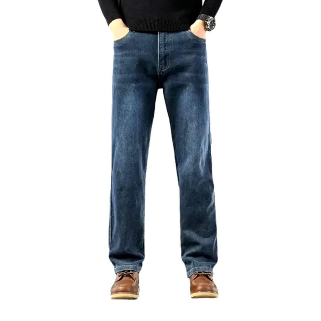 Dark Wash Classic Fit Jeans for Men - Dark Blue