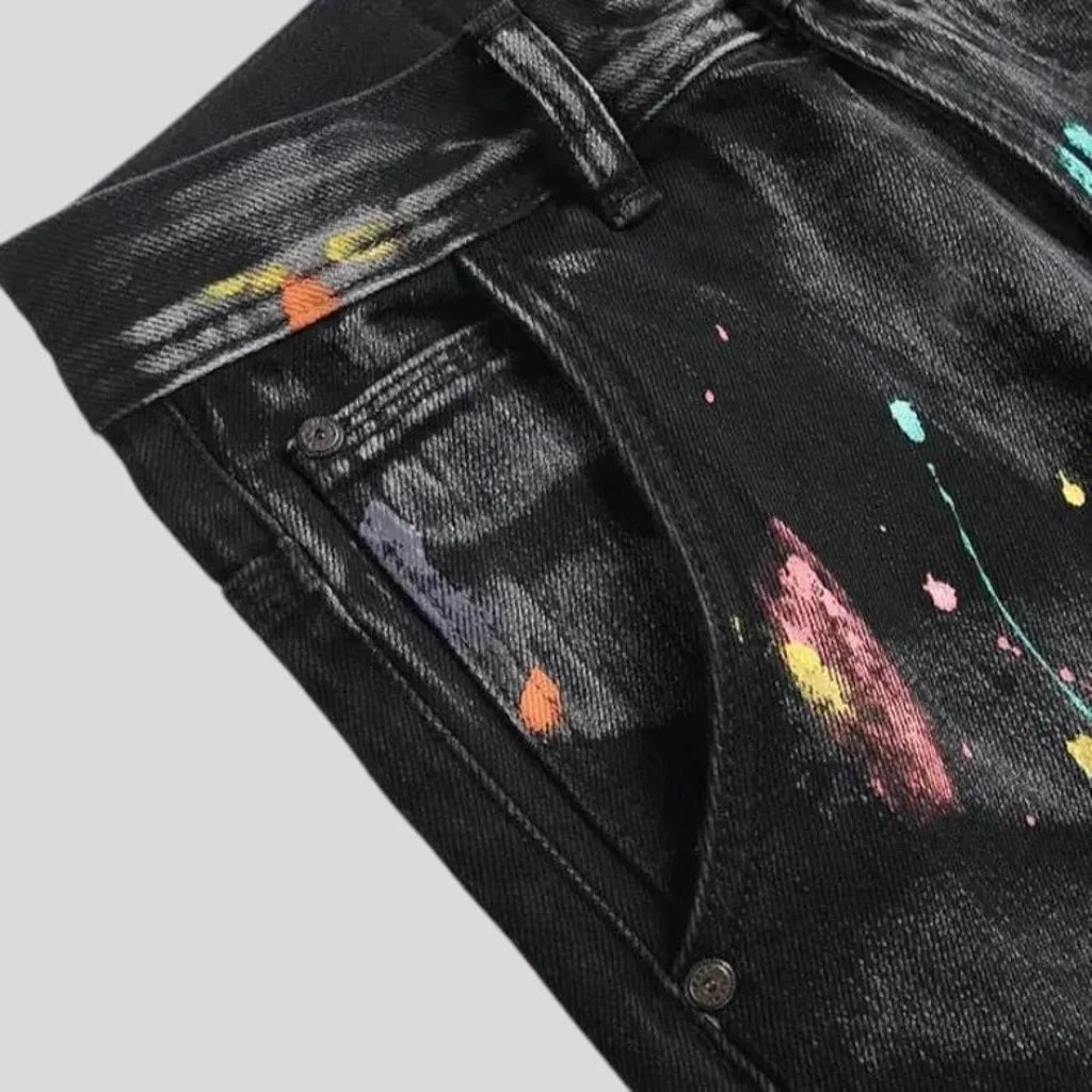 Artistic medium rise skinny men's jeans